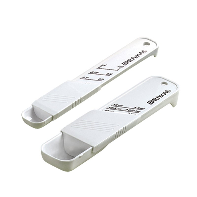 KitchenArt Adjust-A-Teaspoon And Adjust-A-Tablespoon Set, Plastic, 2-Piece, White,9 x 3.5 x 0.75 inches - Image 2