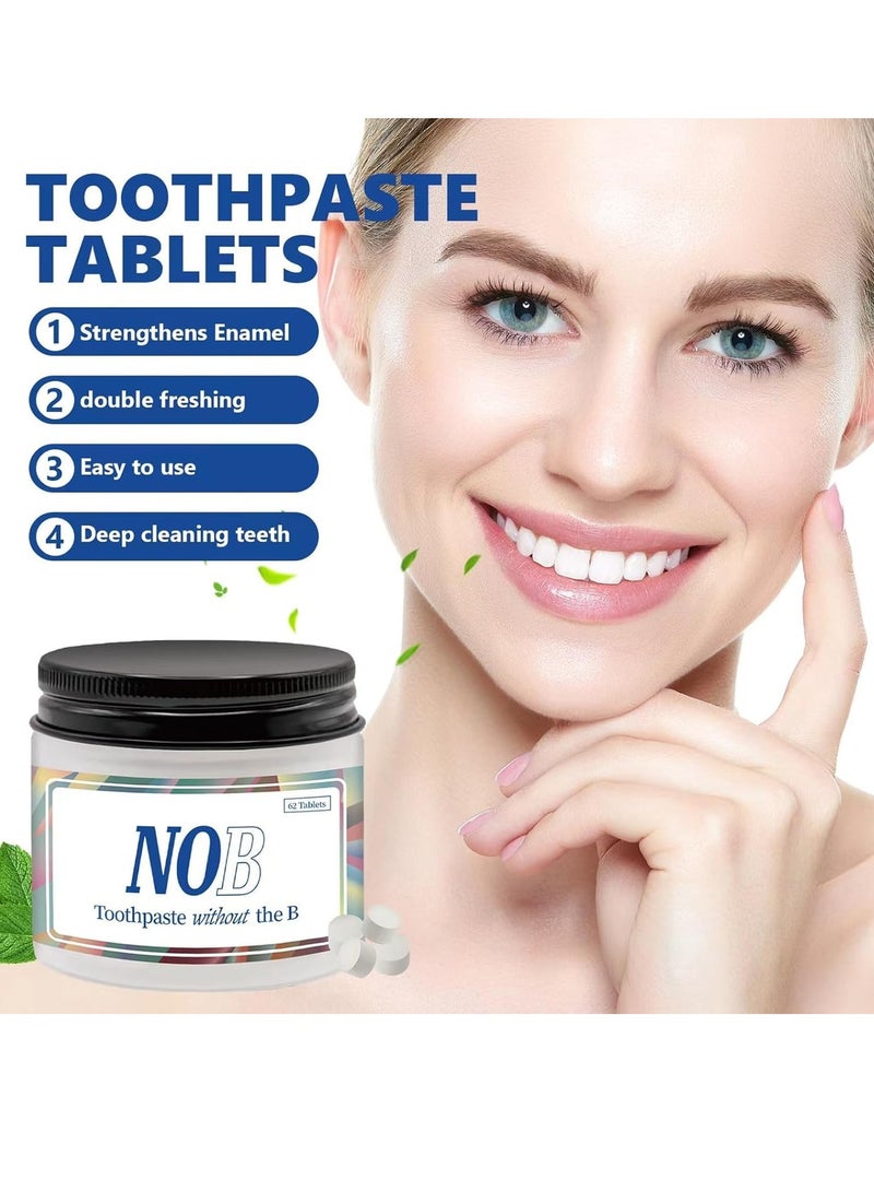 Nob Hill Chewable Toothpaste Tablets, Flouride Free Toothpaste Tabs, Travel Sized Oral Care, Eco Friendly Vegan Dental Tabs for Brushing, Nano Hydroxyapatite Toothpaste, All Natural, Strengthen Teeth 62 Tablets - Image 2