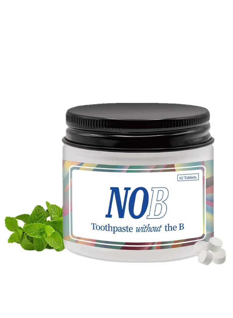 Nob Hill Chewable Toothpaste Tablets, Flouride Free Toothpaste Tabs, Travel Sized Oral Care, Eco Friendly Vegan Dental Tabs for Brushing, Nano Hydroxyapatite Toothpaste, All Natural, Strengthen Teeth 62 Tablets - Image 1