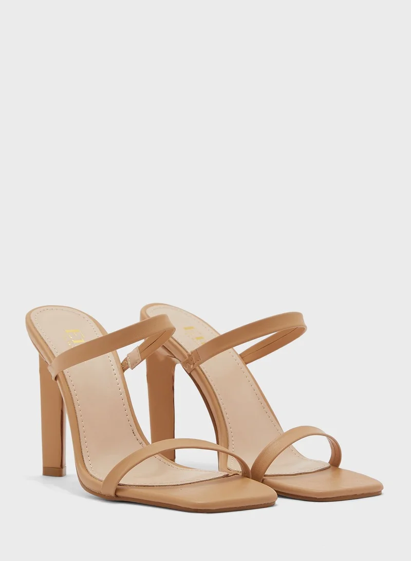 ELLA Double Strap Square Toe Mule Sandal