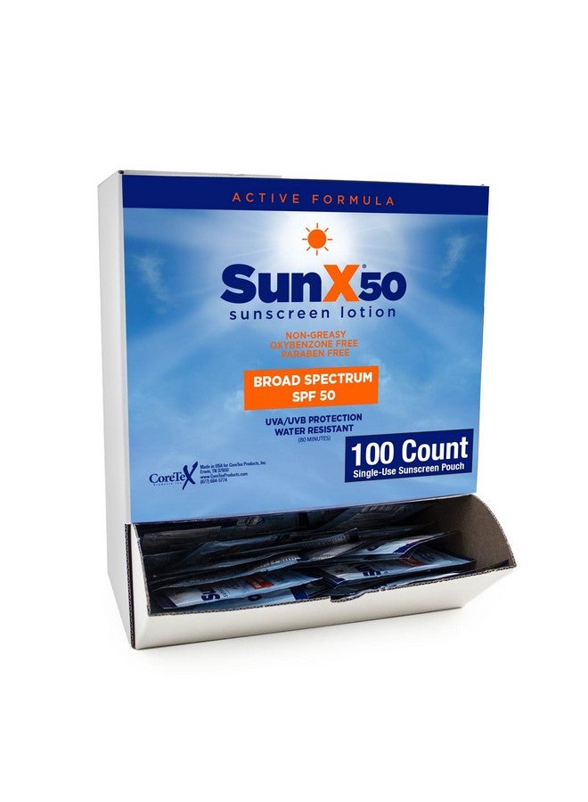 coretex Sun X 50 Spf Individual Sunscreen Packets Travel Size Pack Of 100 Paraben Oxybenzone & White Cast Free Broad Spectrum Spf Sunscreen Packets Water & Sweat Resistant For Up To 80 Minutes - Image 1
