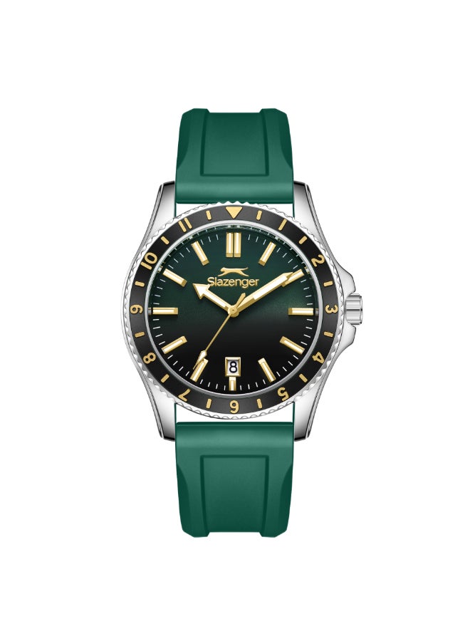 سلازنجر ساعة يد رجالية تناظرية بسوار سيليكون - Image 1