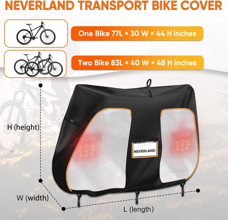 NEVERLAND Heavy Duty 600D Bike Rack Cover for 2 Bikes - Waterproof Bicycle Cover with Clear PVC Panels - Image 2