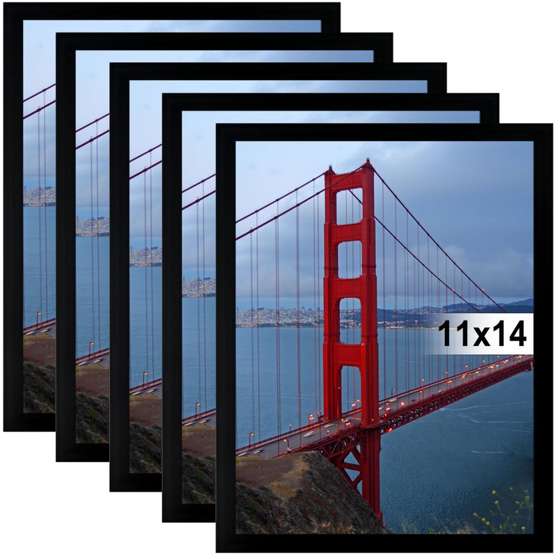 BESCRCL 11x14 Picture Frame Wall Hanging Photo Frame Black 5 Pack