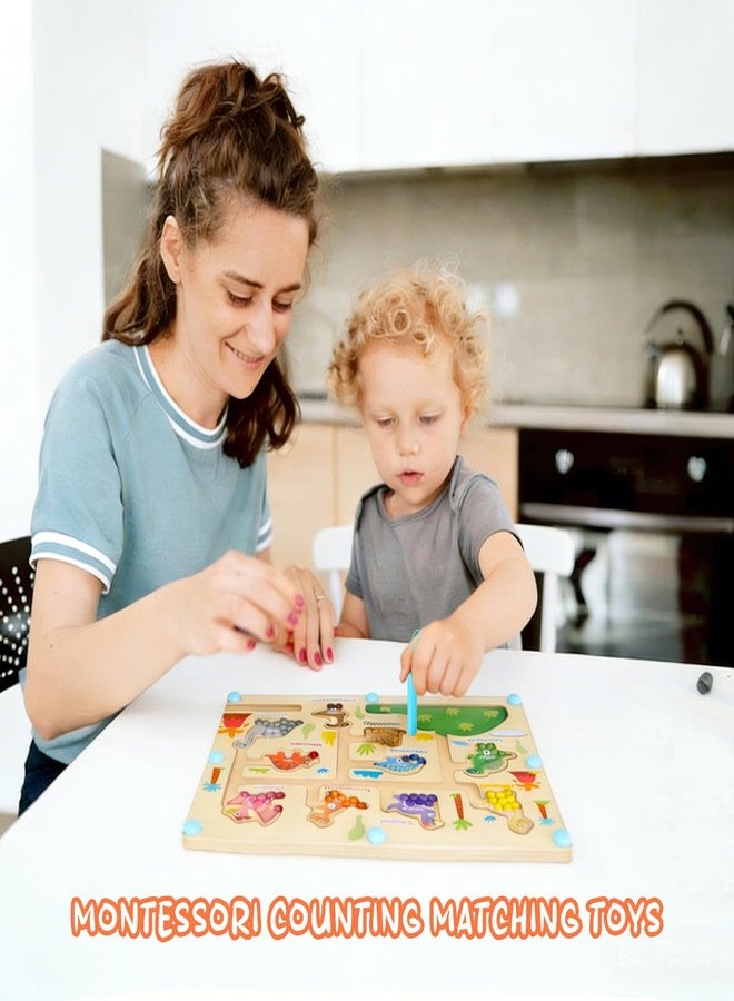 Mozzilog Magnetic Color & Number Maze, Montessori Magnet Toys for Toddlers 3 4 5, Preschool Learning Educational Fine Motor Toys for Boys and Girls (Dinosaur-Small) - Image 3