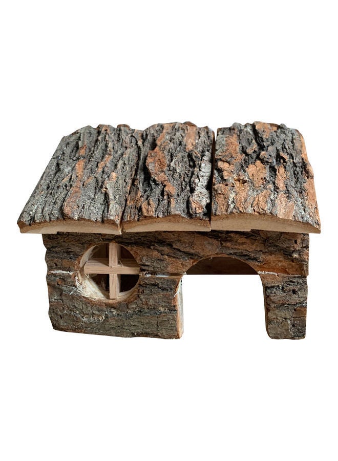 NIBEMINENT Natural Wooden Hamster Hideout House Brown 21 x 12 15cm - Image 1