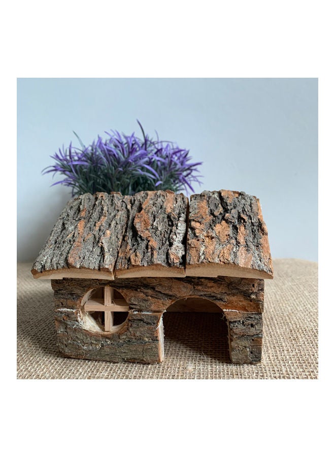 NIBEMINENT Natural Wooden Hamster Hideout House Brown 21 x 12 15cm - Image 3
