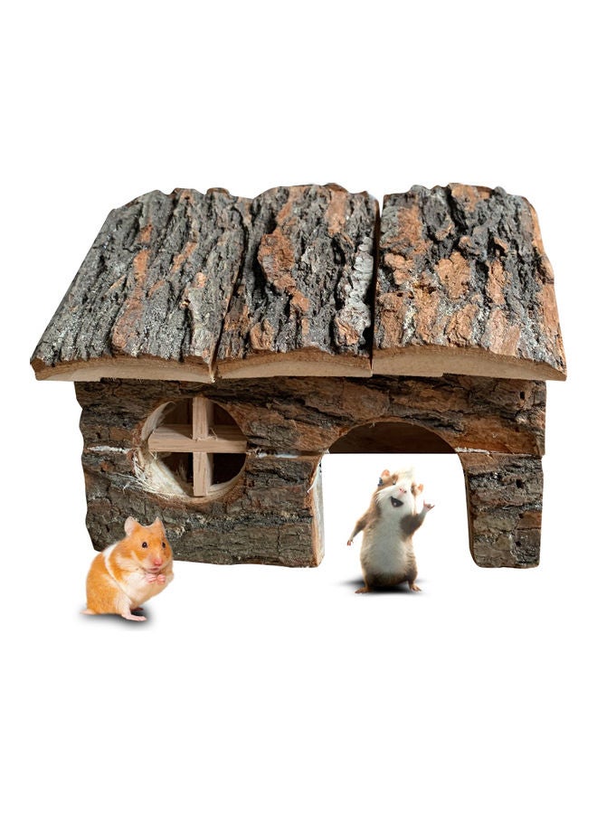 NIBEMINENT Natural Wooden Hamster Hideout House Brown 21 x 12 15cm - Image 2