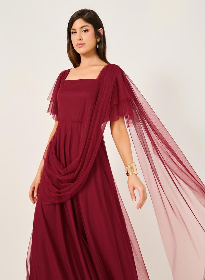 Styli Burgundy Chiffon Dress  - Image 4