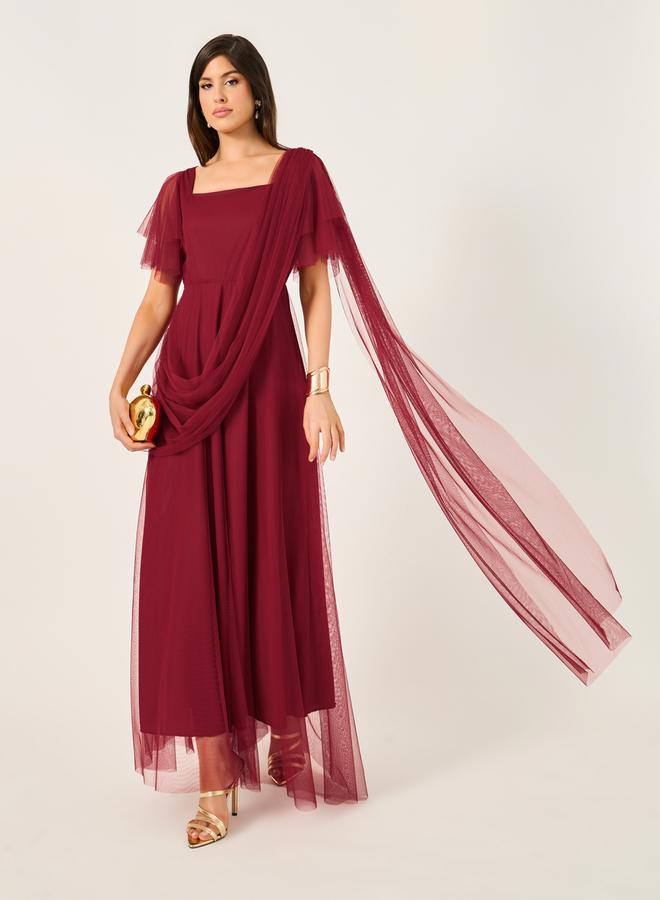 Styli Burgundy Chiffon Dress  - Image 1