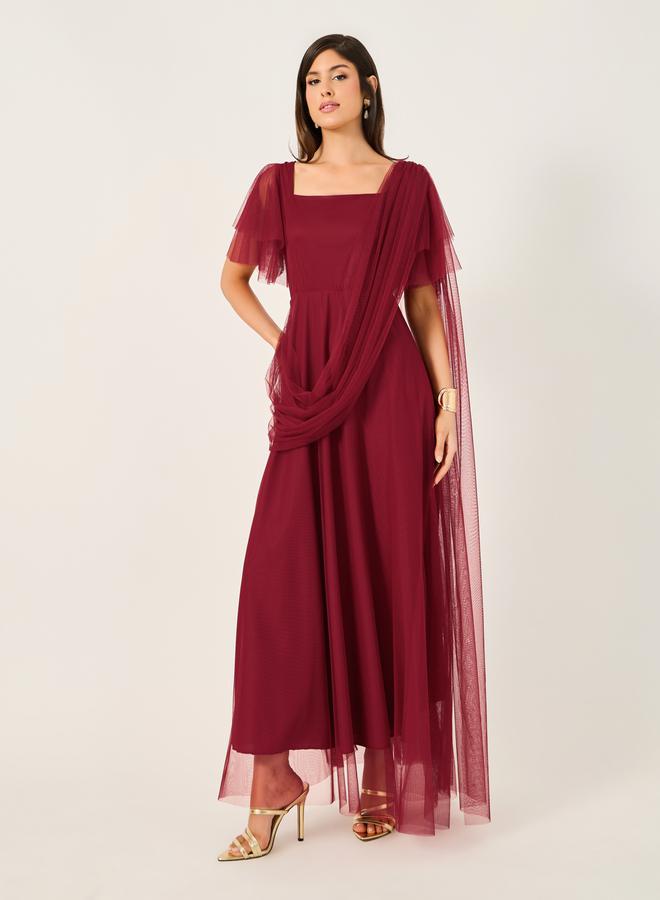 Styli Burgundy Chiffon Dress  - Image 2