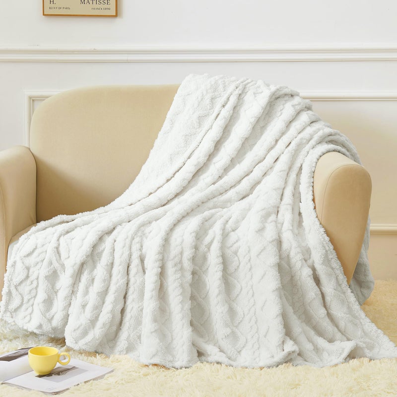Aganear Fleece Throw Blanket - Cozy Soft Lightweight Fuzzy Flannel Throw Blanket for Women Warm Decorative Present for All Seasons  Portable Throw Blankets for Couch  Sofa  Bed  Car(50""x60""  White) - Image 3