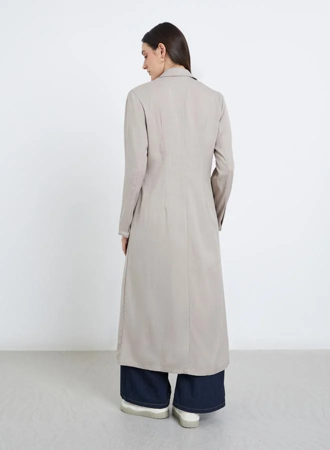 Styli Styli Women Maxi Kimono with Notch Lapel