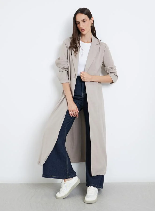 Styli Styli Women Maxi Kimono with Notch Lapel