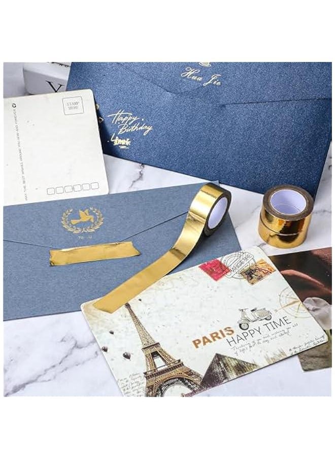 3 Roll Gold Washi Tape, Self Adhesive Gold Foil Washi Tape Masking Tape Craft Metallic Washi Tape for Scrapbooking DIY Craft Shiny Decorative Wall Decor 0.59inch x 16.4FT