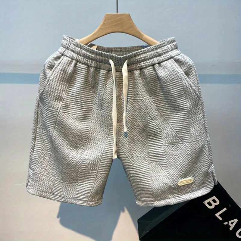 Mens Wave Print Casual Shorts Summer High-Street 9002-Black  - Image 3