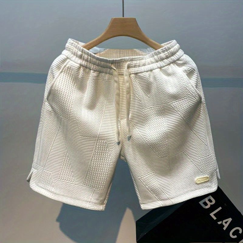 Mens Wave Print Casual Shorts Summer High-Street 9002-Black  - Image 2