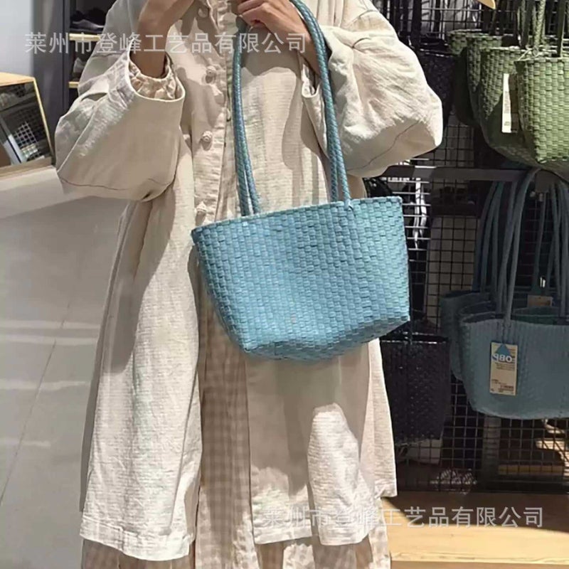 حقيبة يد يابانية منسوجة يدوياً للسلة والشاطئ - Image 1