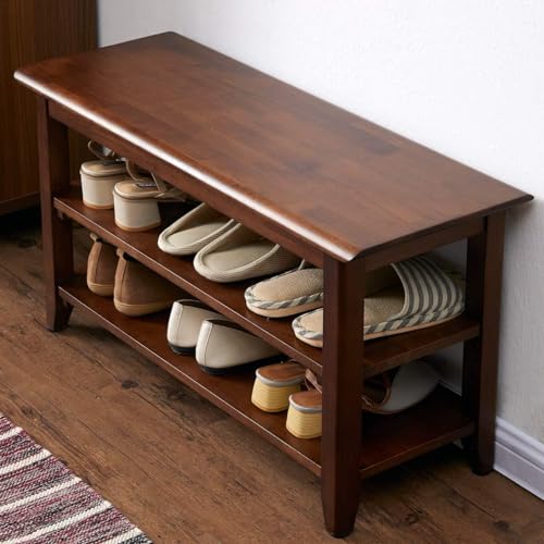 Streem Solid Wood 2 Tier Shoe Rack, Shoe Storage Organizer for Front Door Entrance, Entryway, End of Bed Bench for Entry, Bedroom, Closet, Living Room, Hallway (80 cm) - Image 1
