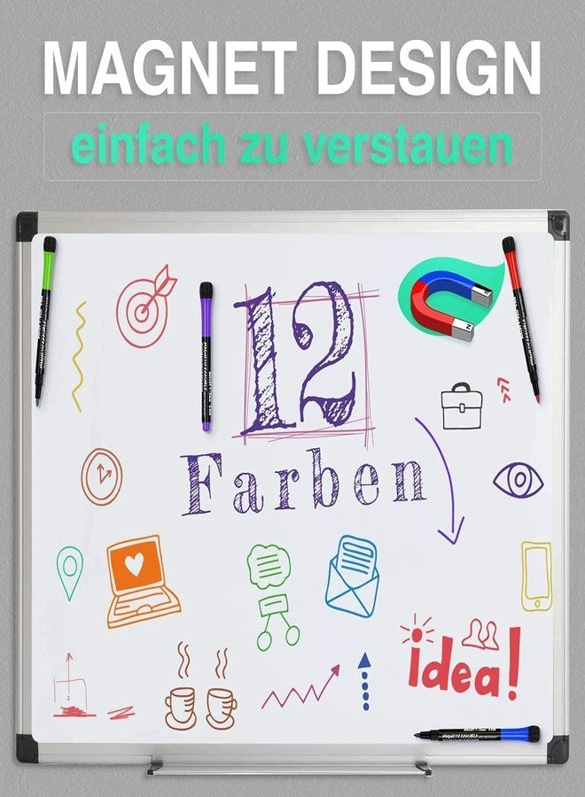 KIRA 12 Magnetic Whiteboard Pens With Eraser, Dry Wipe Markers, Whiteboard Markers, White Board Pens, White Board Markers Erasable, Whiteboard Pen, Whiteboard Marker, Dry Wipe Pens, Marker Pens - Image 5