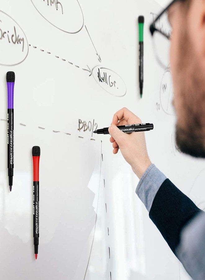 KIRA 12 Magnetic Whiteboard Pens With Eraser, Dry Wipe Markers, Whiteboard Markers, White Board Pens, White Board Markers Erasable, Whiteboard Pen, Whiteboard Marker, Dry Wipe Pens, Marker Pens - Image 3