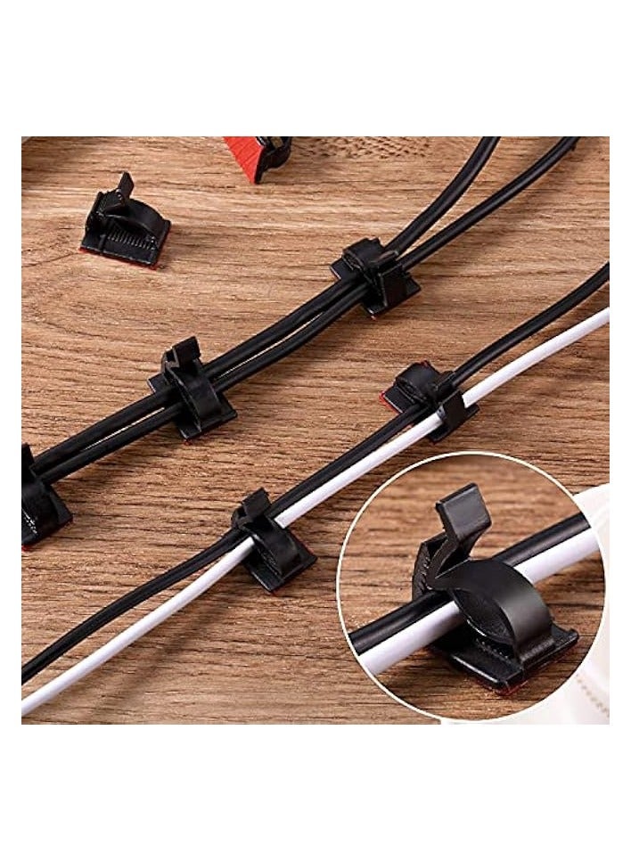 بروماس 120 قطعة من مشابك الكابلات الخارجية، مشابك إدارة الكابلات اللاصقة، مشابك سلكية لاصقة، حامل كابلات، منظمات لعيد الميلاد الجنية المعلقة لتزيين المنزل (أسود، متوسط) - Image 5