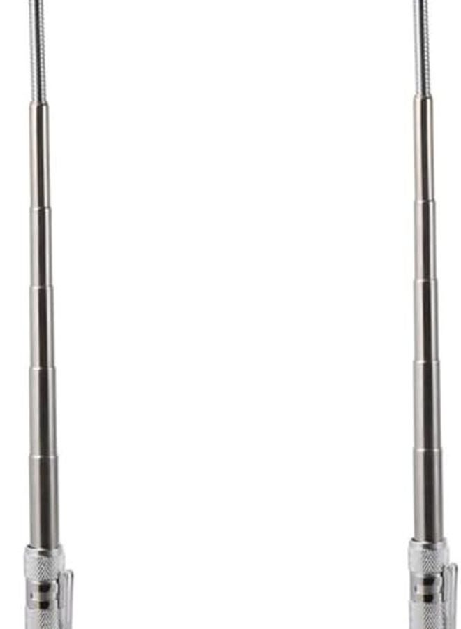 Jojofuny 2pcs Silver Telescopic Magnet Stick with LED Flashlight Flexible Magnetic Pickup Tool - Image 1
