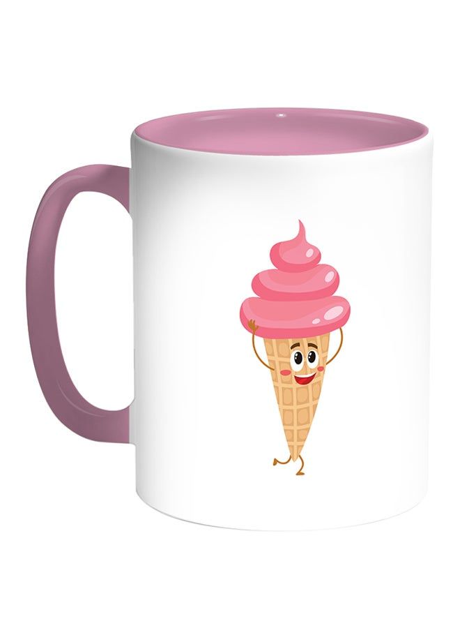 RKN Ice Cream Printed Coffee Mug White/Pink 11ounce - Image 1