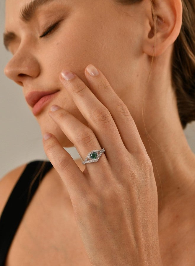 واي أل خاتم YL Infinity Heart من الفضة الإسترليني عيار 925 بتصميم هالة ملتوية، خاتم خطوبة مرصع بحجر الجمشت الصناعي للنساء - مقاس 5 - Image 3