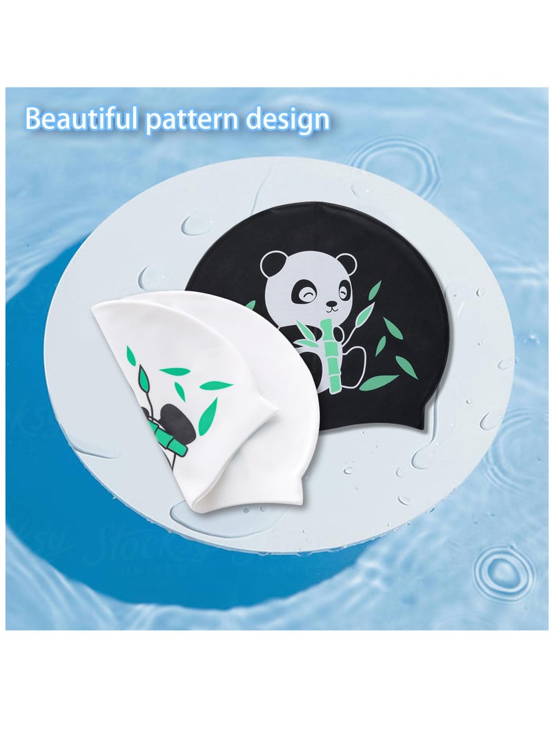 Excefore 4pcs Kids Swim Caps, Kids Swimming Cap Waterproof Silicone Swimming Caps for Long Hair Boys Girls Teens Elastic Swim Cap Bathing Caps - Image 4