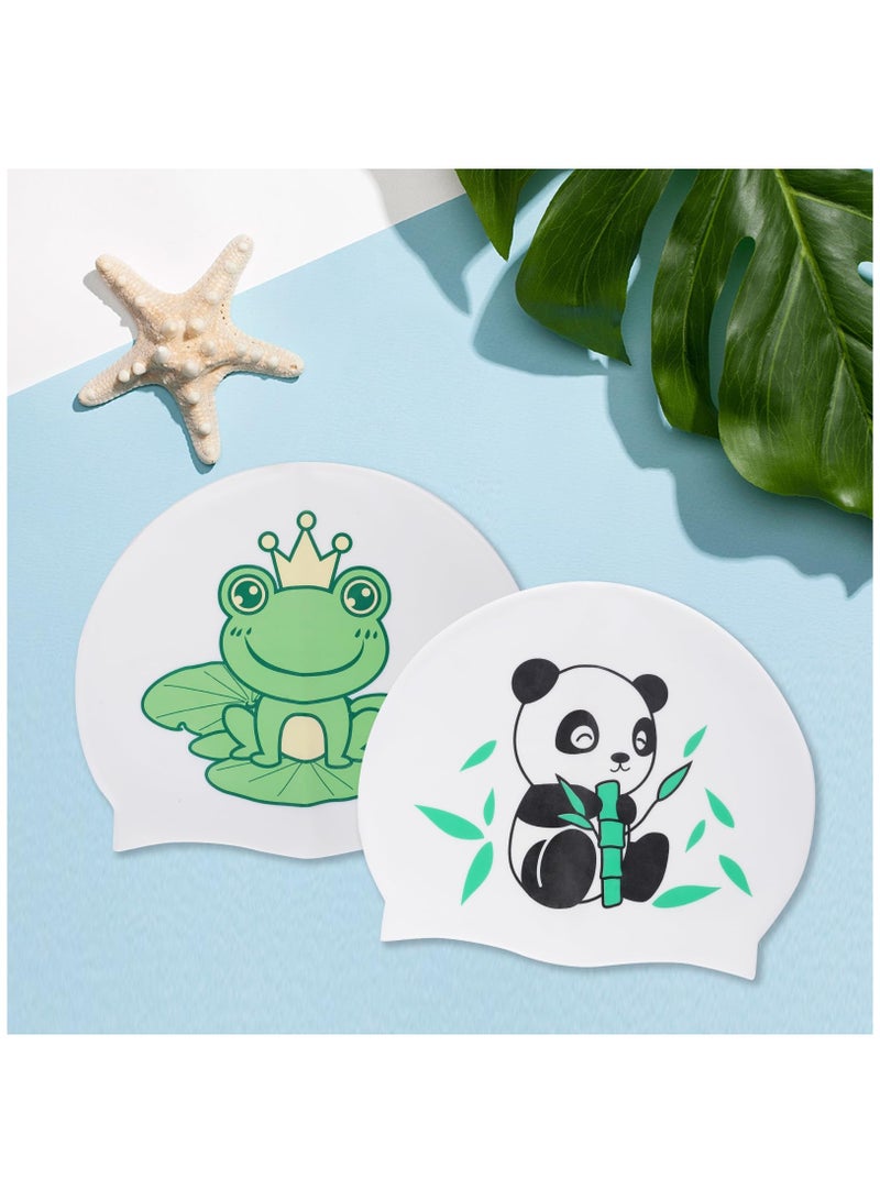 Excefore 4pcs Kids Swim Caps, Kids Swimming Cap Waterproof Silicone Swimming Caps for Long Hair Boys Girls Teens Elastic Swim Cap Bathing Caps - Image 5