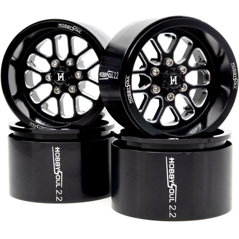 HOBBYSOUL 22 RC Wheels Rims 11mm Negative Offset 40mm Width CNC Aluminum 22 Beadlock Wheels for 110 RC Crawler SCX10 Capra TRX4 AMG 6x6 Black - Image 3