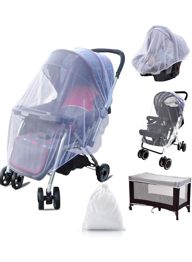 يالونج ناموسية لعربة الأطفال مع حقيبة تخزين وغطاء ناموسية وشبكة ناموسية متينة لسرير الأطفال ومهد الأطفال وحظيرة اللعب وسرير الأطفال وسرير الأطفال الصغير المحمول باللون الأبيض قطعة واحدة - Image 1