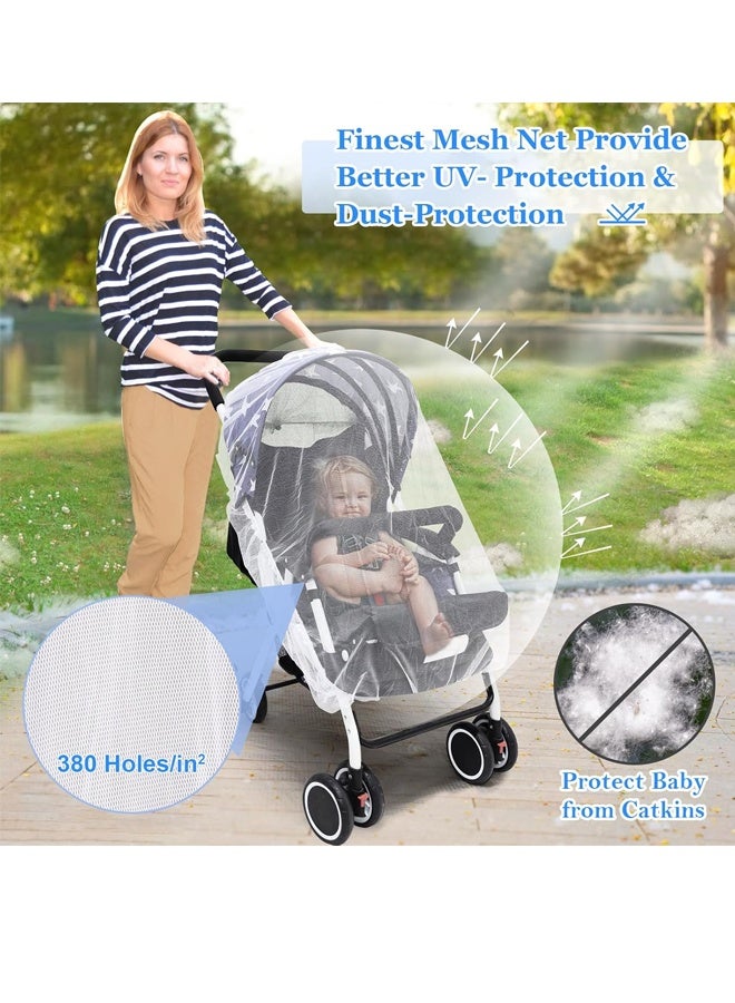 يالونج ناموسية لعربة الأطفال مع حقيبة تخزين وغطاء ناموسية وشبكة ناموسية متينة لسرير الأطفال ومهد الأطفال وحظيرة اللعب وسرير الأطفال وسرير الأطفال الصغير المحمول باللون الأبيض قطعة واحدة - Image 4