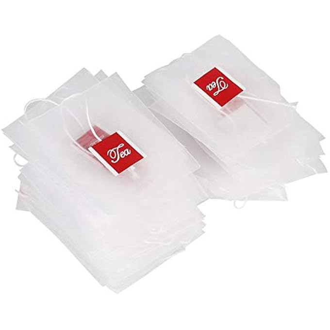 جوتوتوب 100 قطعة من أكياس فلتر الشاي المصنوعة من النايلون الفارغة مع خيط للاستخدام المنزلي للشاي السائب - Image 1