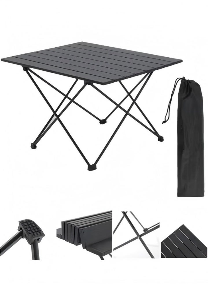 DUNISO Lightweight outdoor camping folding table portable picnic table Beach Table With Carbon Steel Table Top & Carry Bag，For Picnics, Cooking, Beach, Hiking, Fishing， 69×42×47 cm - Image 1