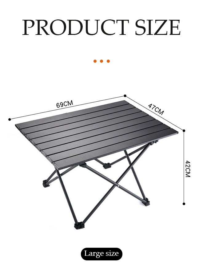 DUNISO Lightweight outdoor camping folding table portable picnic table Beach Table With Carbon Steel Table Top & Carry Bag，For Picnics, Cooking, Beach, Hiking, Fishing， 69×42×47 cm - Image 2