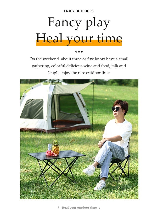 DUNISO Lightweight outdoor camping folding table portable picnic table Beach Table With Carbon Steel Table Top & Carry Bag，For Picnics, Cooking, Beach, Hiking, Fishing， 69×42×47 cm - Image 4