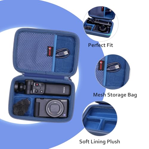 XANAD Travel Case for Sony ZV-1F / ZV-1 / ZV-1 II Digital Camera with Vlogger Accessory Kit Tripod (GP-VPT2 BT) and Microphone,Mesh Pocket for USB Battery Charger(Blue) - Image 4
