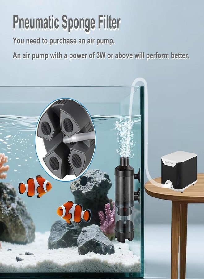Carefree Fish فلتر فقاعات إسفنجي لحوض السمك من كير فري مع جامع لفضلات الأسماك، هادئ لأحواض الأسماك من 8 إلى 20 جالون للمياه المالحة والعذبة (لا يشمل مضخة الهواء). - Image 4