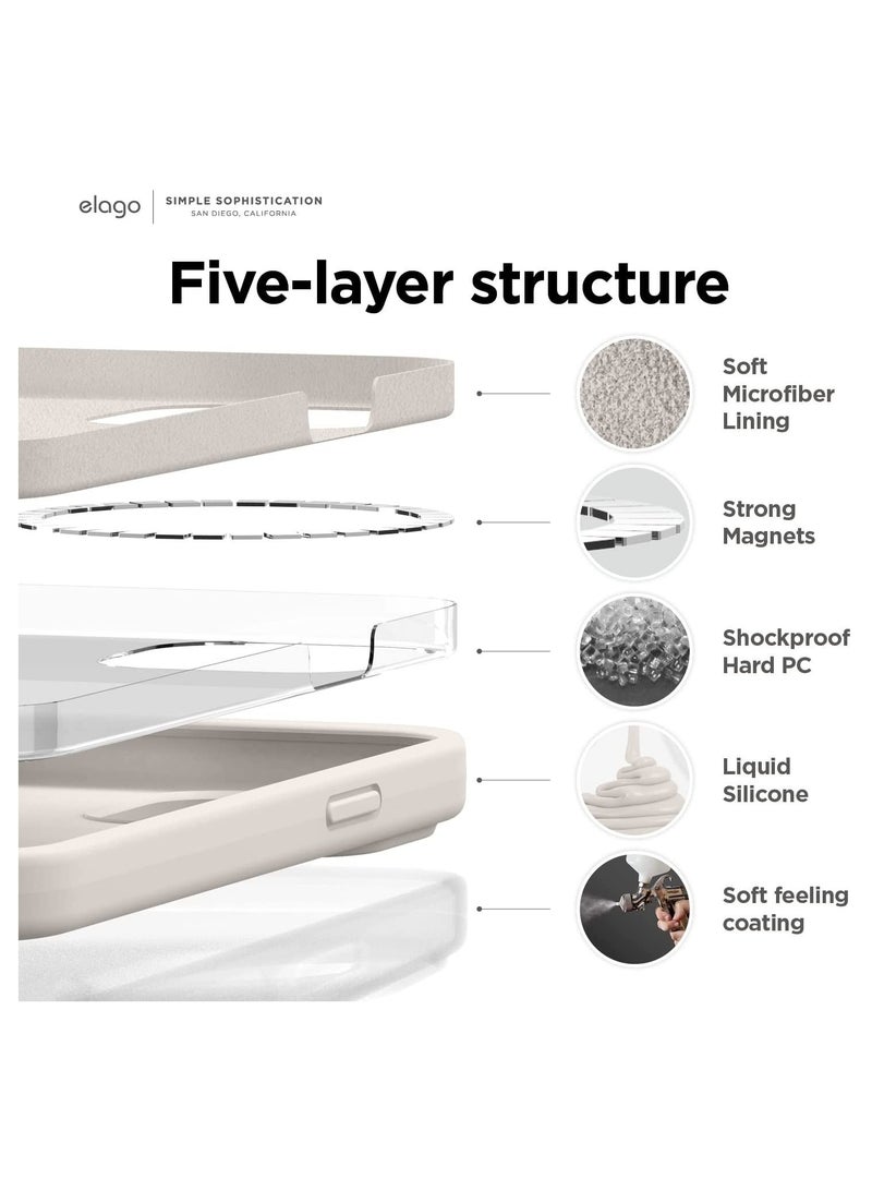 MUNTAQI Magnetic Silicone Case Compatible with MagSafe iPhone 14 Pro Max 6.7 inch - Built-in Magnets, Compatible with All MagSafe Accessories (Stone) - Image 4
