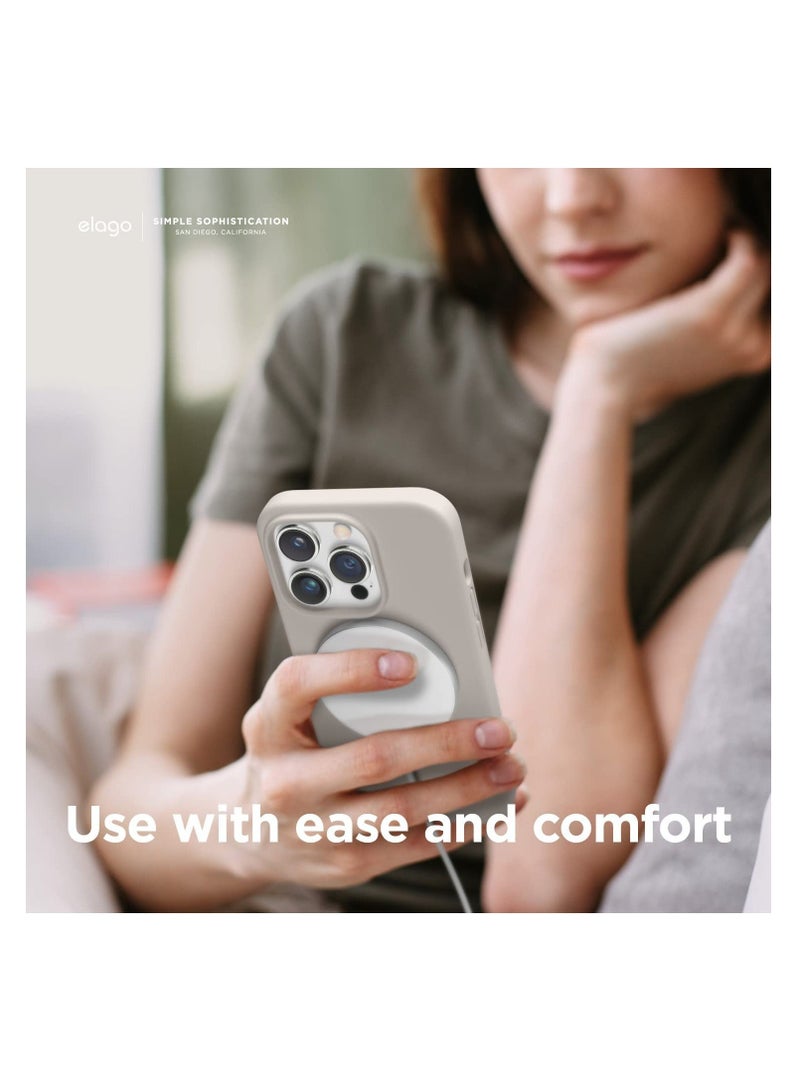 MUNTAQI Magnetic Silicone Case Compatible with MagSafe iPhone 14 Pro Max 6.7 inch - Built-in Magnets, Compatible with All MagSafe Accessories (Stone) - Image 3