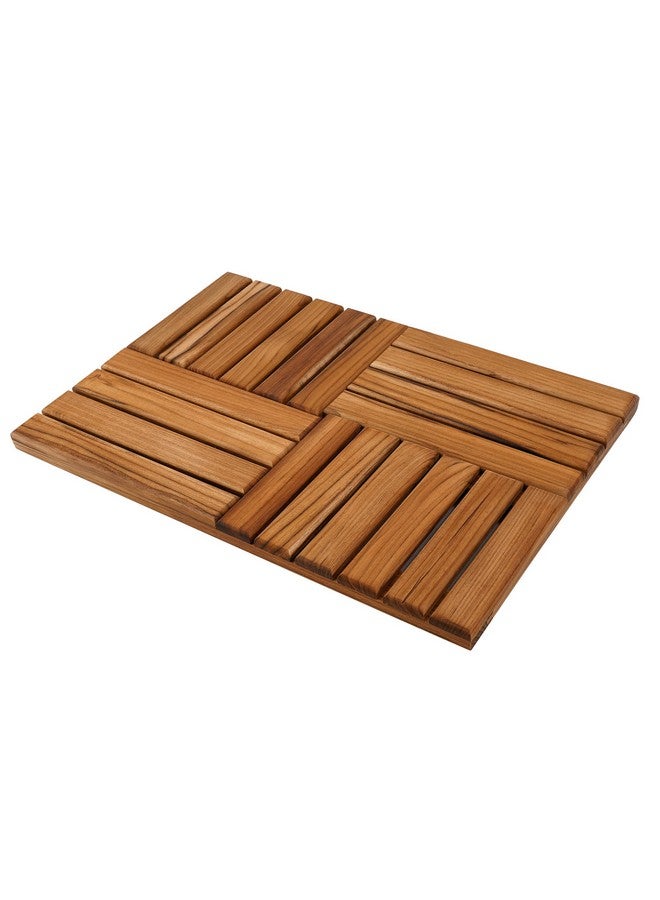 Utoplike Utoplike Teak Wood Bath Mat, Wooden Shower Mat for Bathroom, 24 x 16 inch Non Slip Wood Floor Sturdy Mat for Inside Shower Luxury Spa Home or Outdoor  - Image 1
