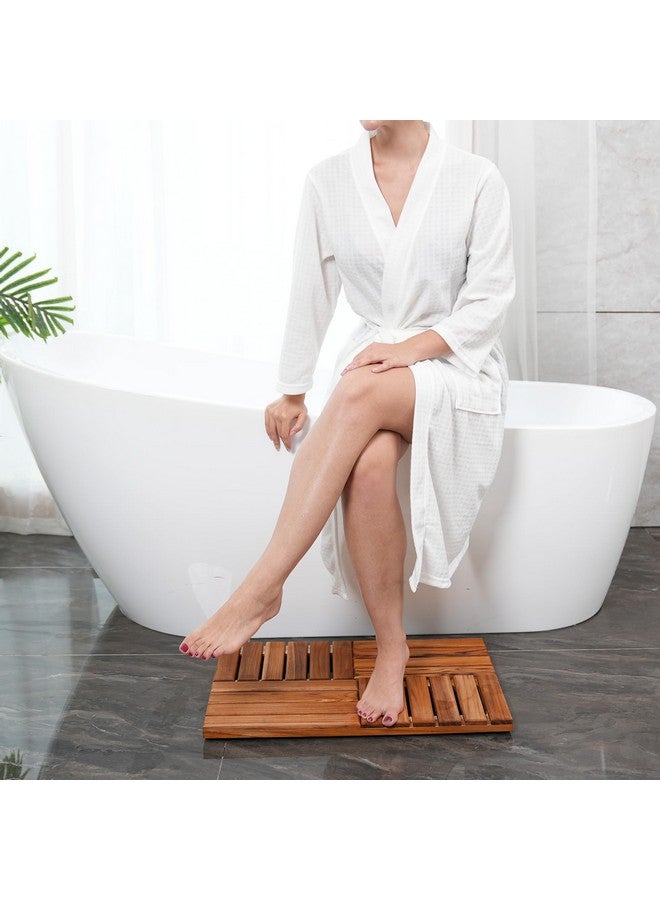 Utoplike Utoplike Teak Wood Bath Mat, Wooden Shower Mat for Bathroom, 24 x 16 inch Non Slip Wood Floor Sturdy Mat for Inside Shower Luxury Spa Home or Outdoor  - Image 2