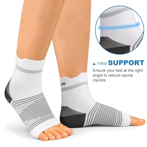 PAPLUS Plantar Fasciitis Sock (6 Pairs) for Men and Women, Compression Foot Sleeves with Arch and Ankle Support (White, Large) - Image 4
