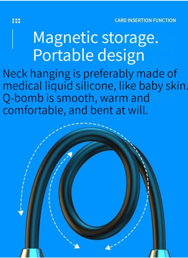 Generic Wireless bluetooth sports earphones hanging neck type ultra long standby bluetooth music earphones blue  - Image 4