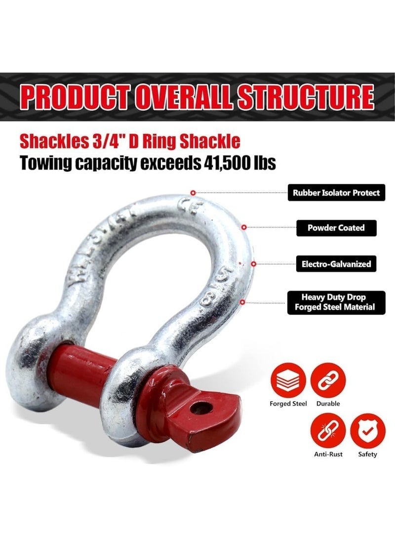 18T 4M Car Tow Rope, Heavy Duty Tow Strap, Car Tow Rope, Vehicle Rescue Rope, Recovery Rope with 2 D Ring Shackles, Off Road Kit for Truck Heavy Duty, for 4WD Pickup Truck SUV ATV UTV - Image 3