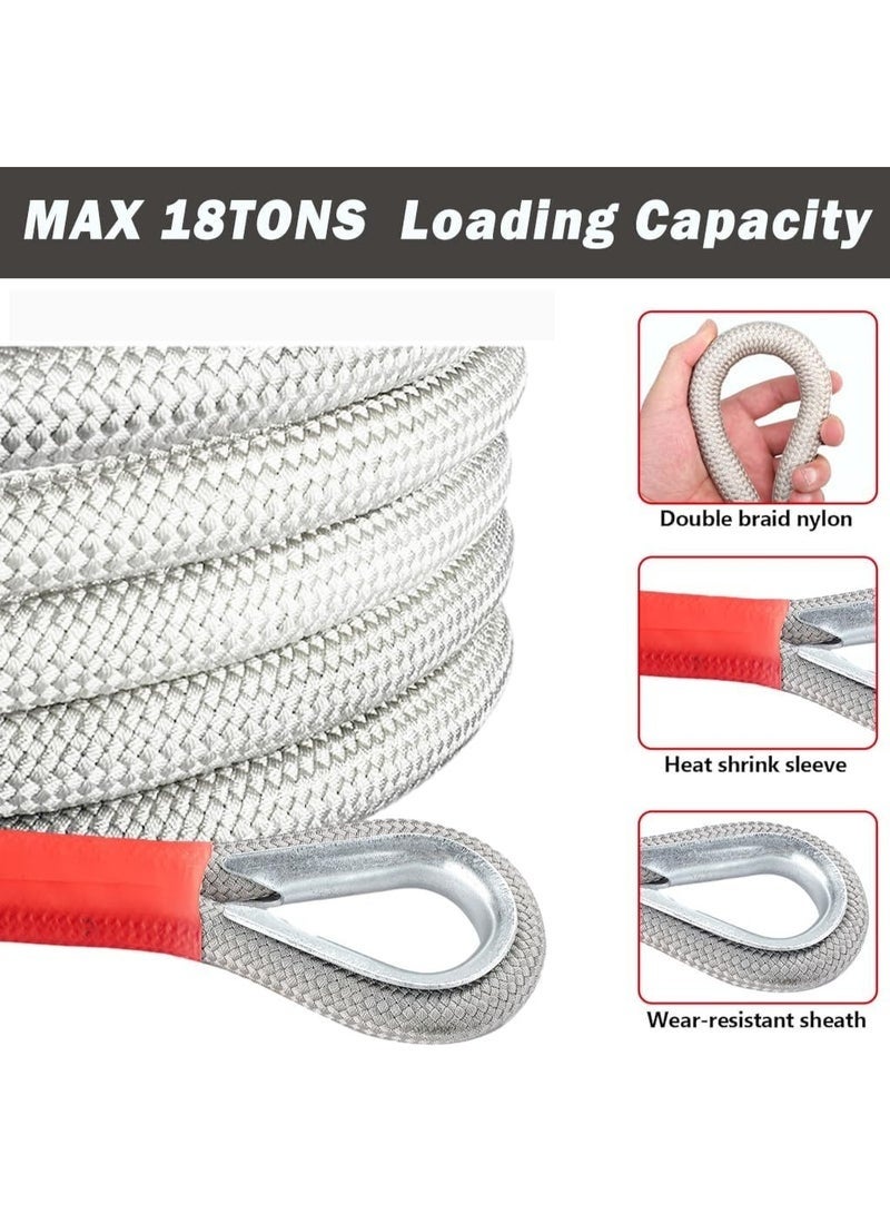 18T 4M Car Tow Rope, Heavy Duty Tow Strap, Car Tow Rope, Vehicle Rescue Rope, Recovery Rope with 2 D Ring Shackles, Off Road Kit for Truck Heavy Duty, for 4WD Pickup Truck SUV ATV UTV - Image 2