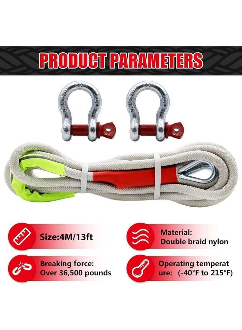 18T 4M Car Tow Rope, Heavy Duty Tow Strap, Car Tow Rope, Vehicle Rescue Rope, Recovery Rope with 2 D Ring Shackles, Off Road Kit for Truck Heavy Duty, for 4WD Pickup Truck SUV ATV UTV - Image 5