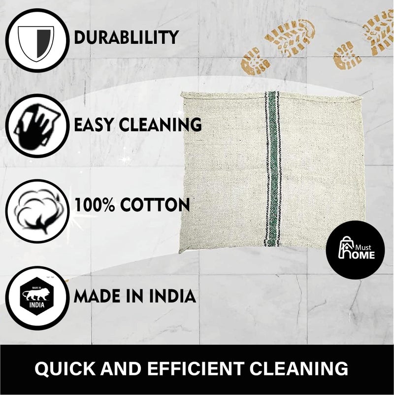 MustHome Supreme Pocha | Mop for Floor | Cotton Cleaning Cloths - 24x24 Inch (4 Off-White) - Image 3